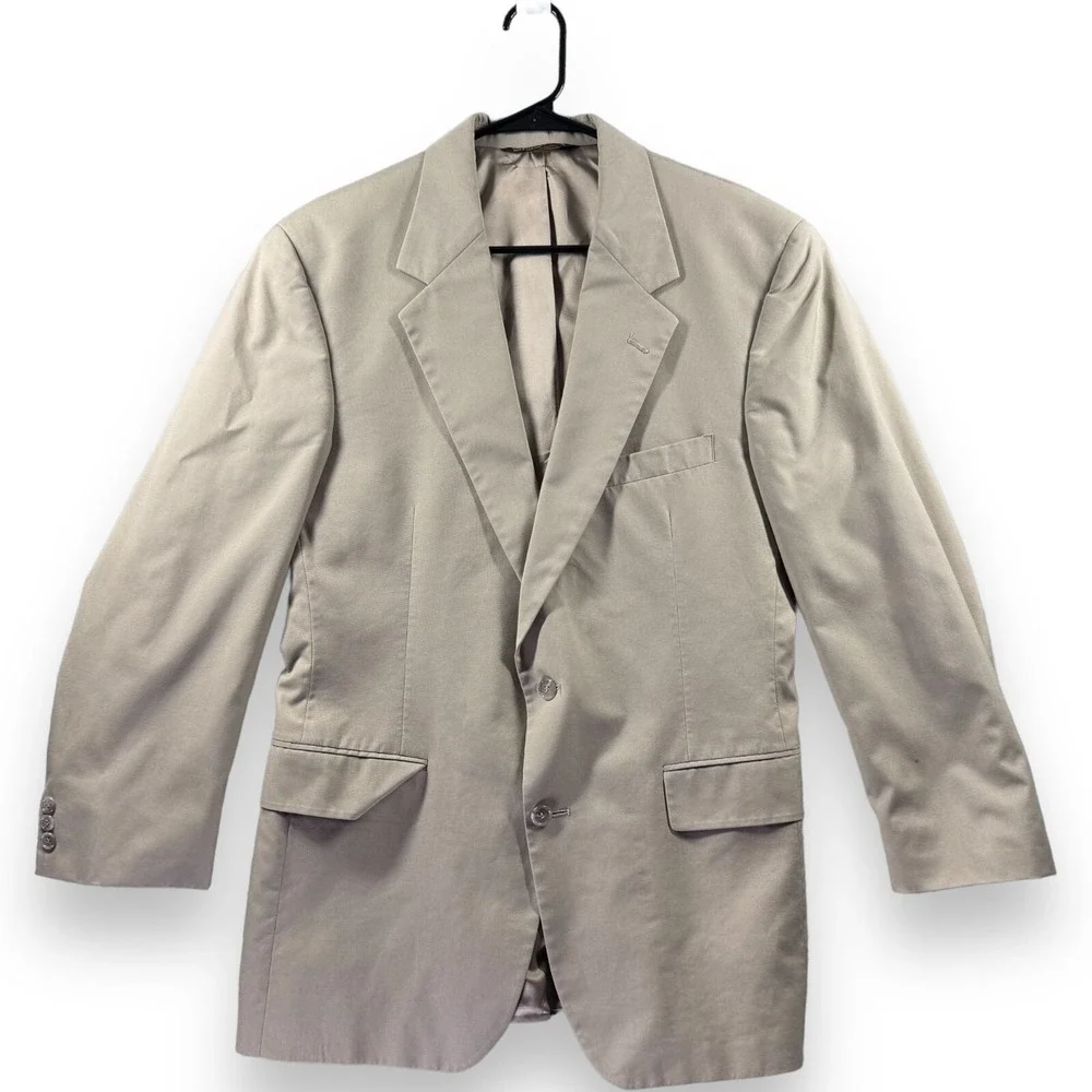Vintage Brooks Brothers Blazer Sport Coat Beige Tan 2 Button 32L Made In USA